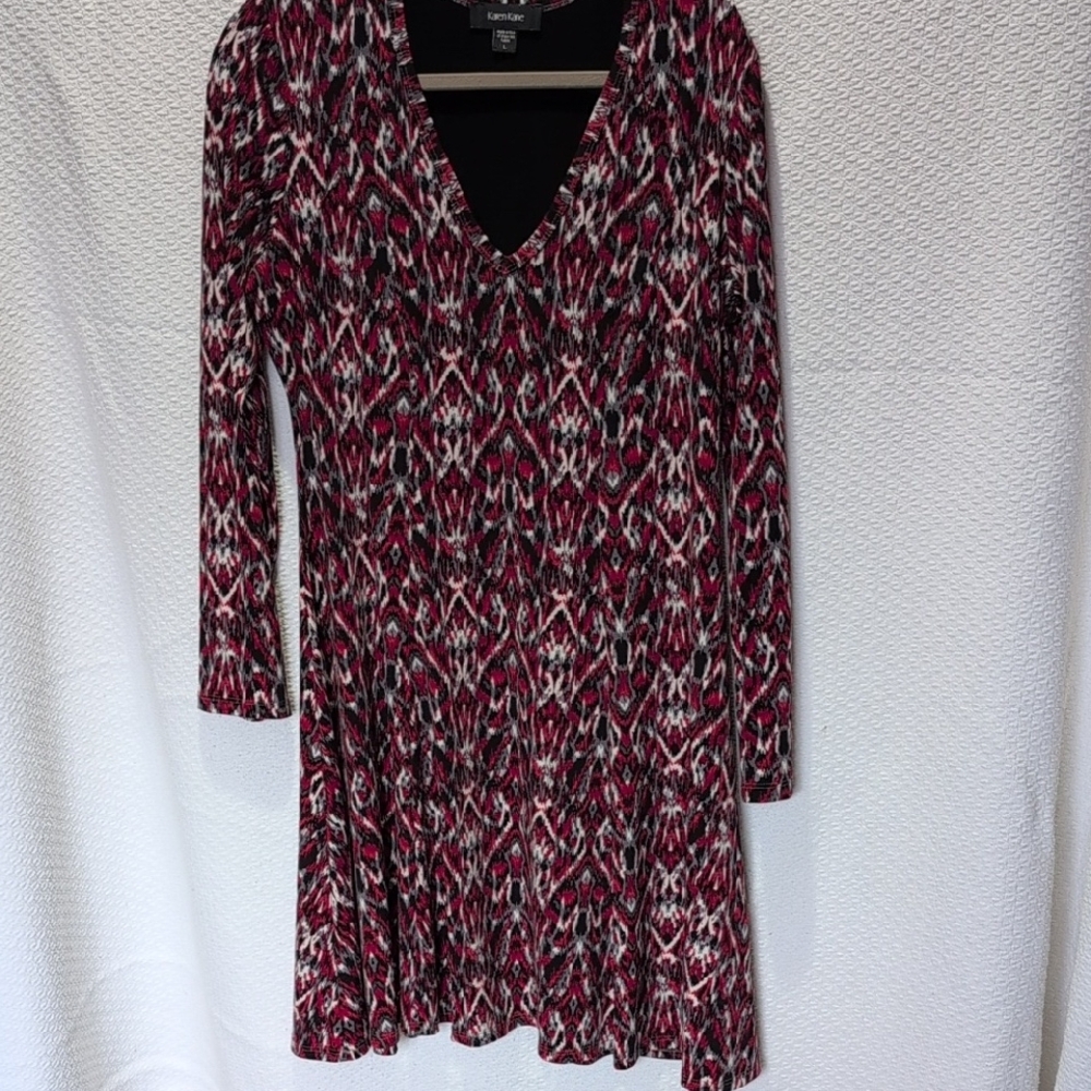 Karen Kane Red Fit and Flare Long Sleeve Dress
